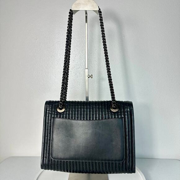 Coach Parker Quilting Rivets Studded Bag Leather Chain Strap Convertible Black - Picture 4 of 16
